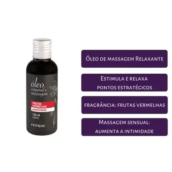 Óleo para Massagem Corporal Tântrica Frutas Vermelhas 120ml