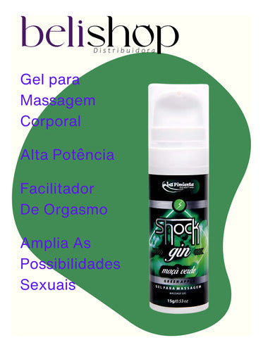 Gel Lubrificante Efeito Choque Shock Gin Maçã Verde 15g