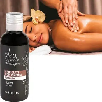 Óleo para Massagem Corporal Tântrica Chocolate com Pimenta 120ml