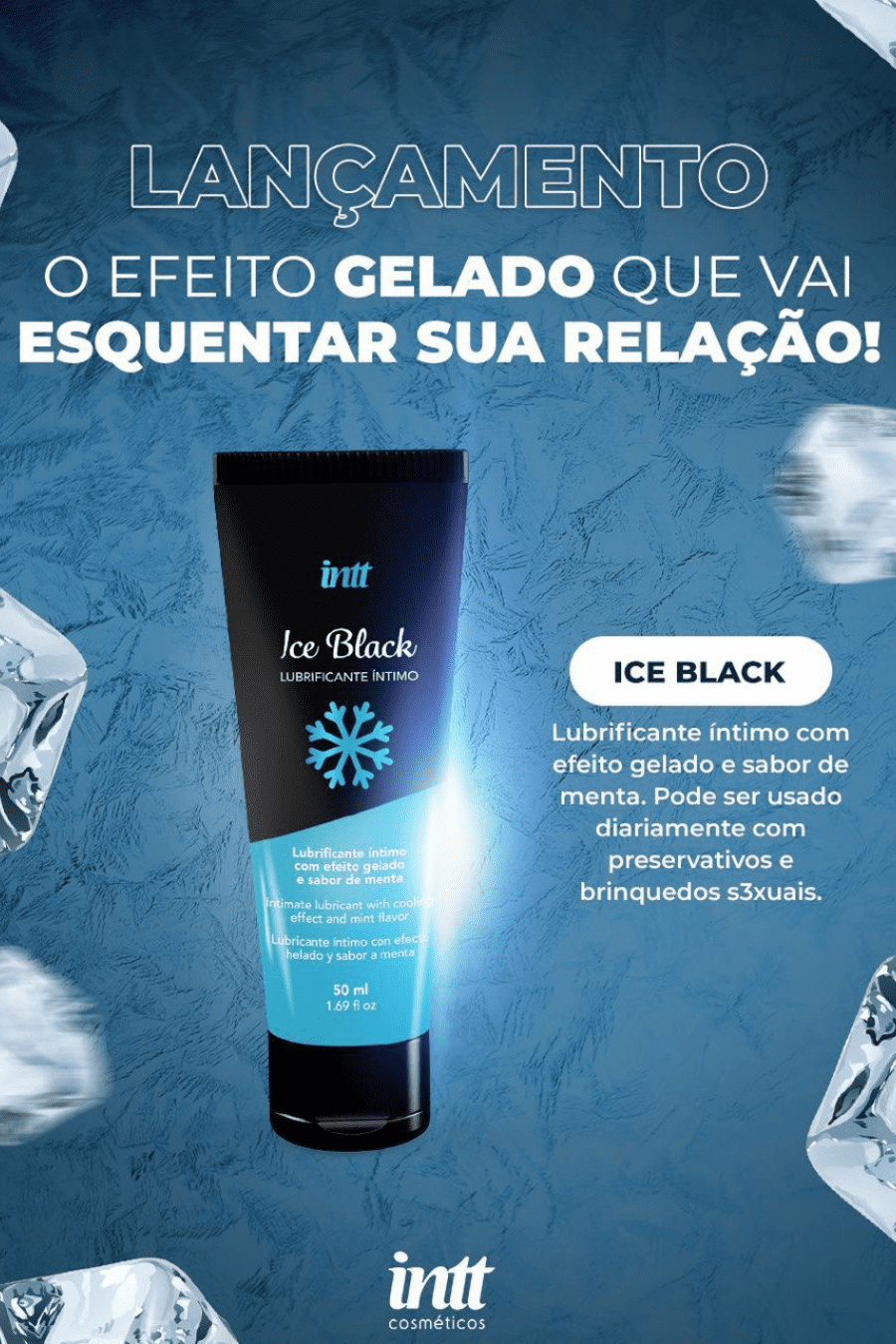 Gel Lubrificante Íntimo A Base de Água Ice Black 50ml