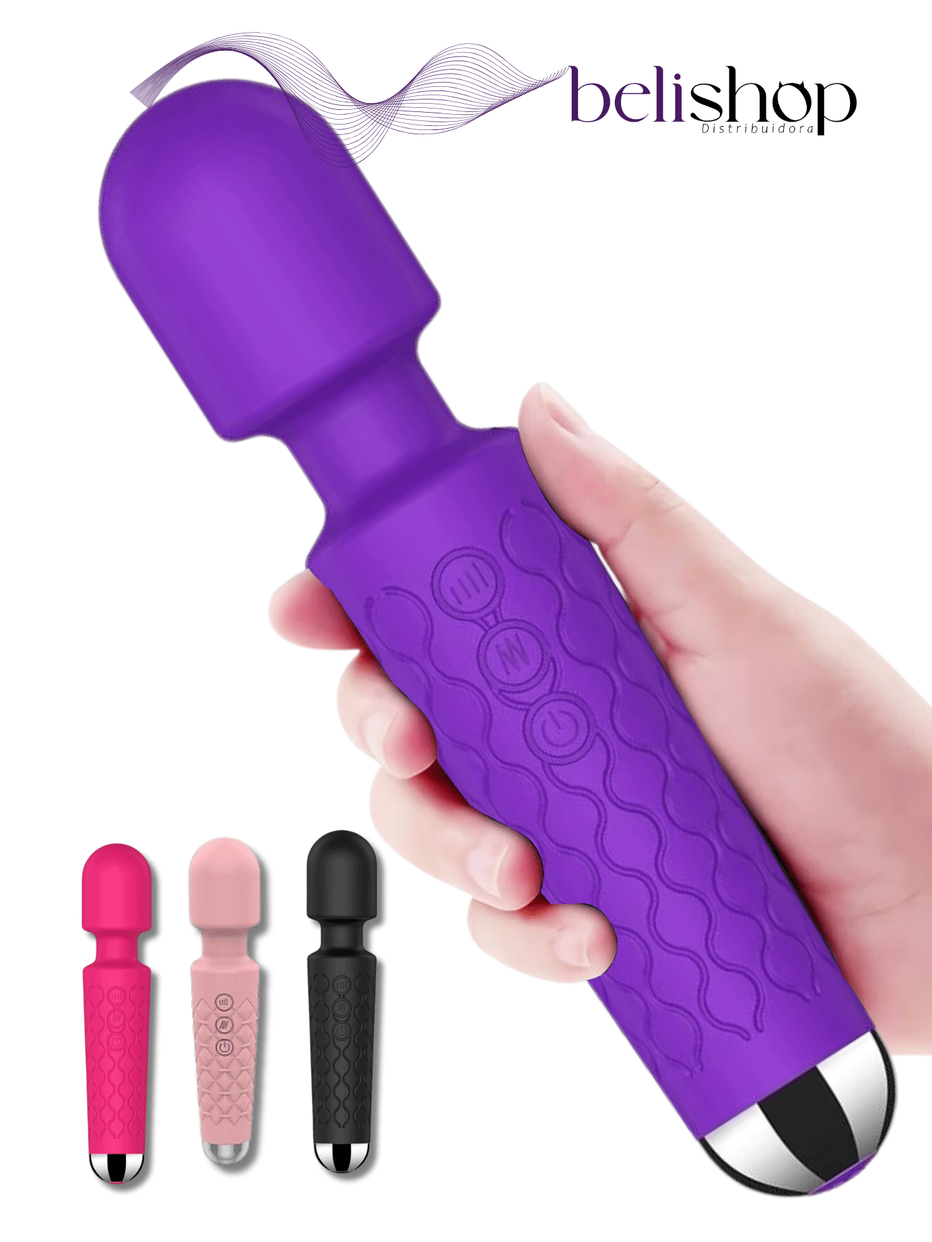 Vibrador Varinha Mágica Feminino com 20 Modos Roxo