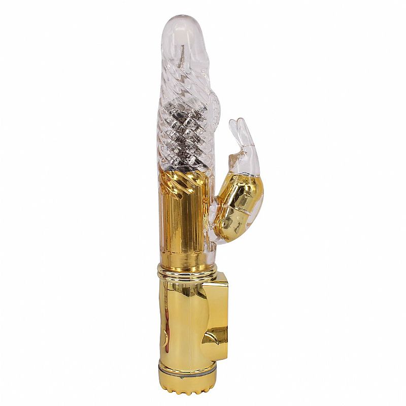 Vibrador Feminino Rotativo com Estimulador Rabitt 36 Modos Gold