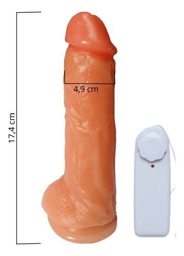 Prótese com Vibrador e Ventosa Grande de Borracha 17x5cm