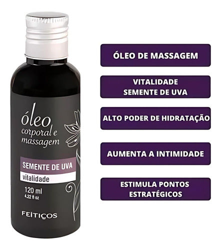 Óleo para Massagem Corporal Tântrica Semente de Uva 120ml