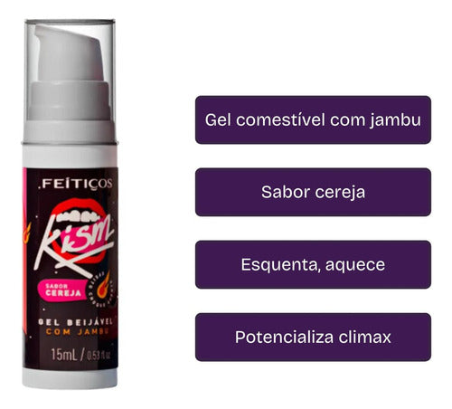 Gel Beijável Kisim Hot Eletrizante Com Jambu Cereja 15ml