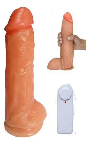 Prótese com Vibrador e Ventosa Grande de Borracha 17x5cm