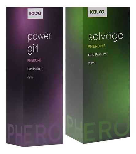 Kit Perfume com Feromônio Power Girl Feminino e Selvage Masculino