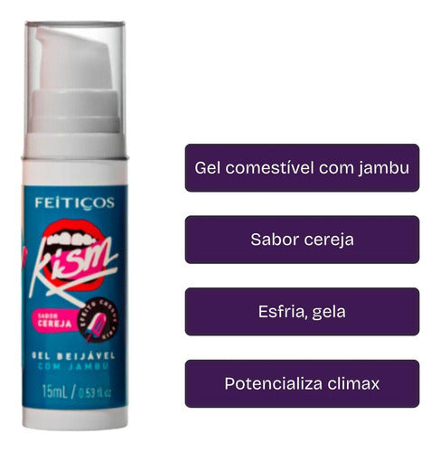 Gel Beijável Kisim Com Efeito Choque Ice Cereja 15ml