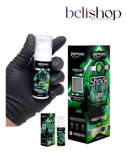 Gel Lubrificante Efeito Choque Shock Gin Maçã Verde 15g