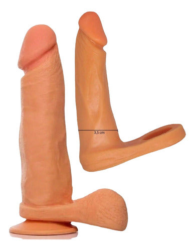 Kit Prótese de Borracha com Vibrador 17cm E Anel Companheiro