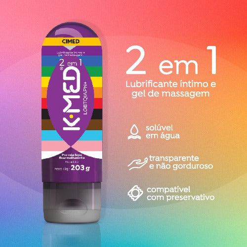 Gel Lubrificante Íntimo K-med 2 Em 1 Multiuso 203g