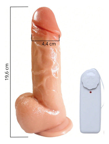 Prótese de Borracha com Vibrador e Ventosa 19X4Cm