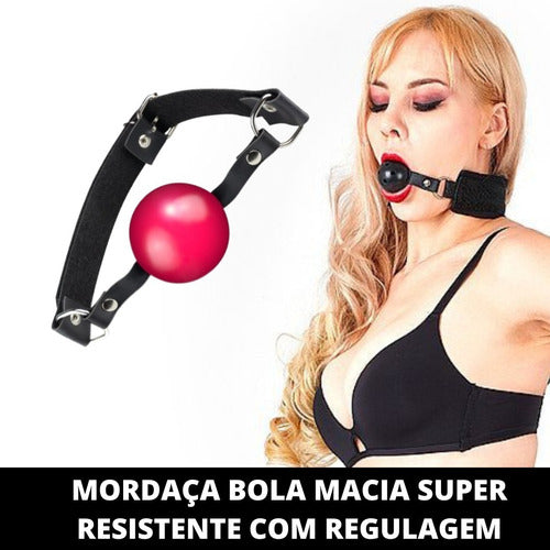 Mordaça Bola Rosa Bdsm Macia Com Regulagem Sado