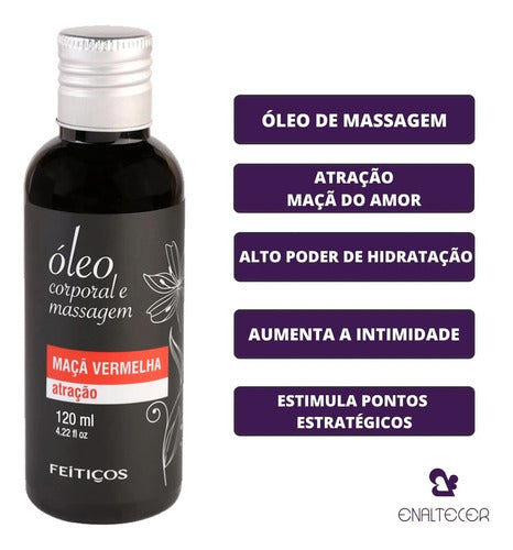 Óleo para Massagem Corporal Tântrica Maçã Vermelha 120ml