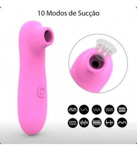 Sugador De Clitóris Vibrador Por Sucção 10 Modos Roxo 12x3cm