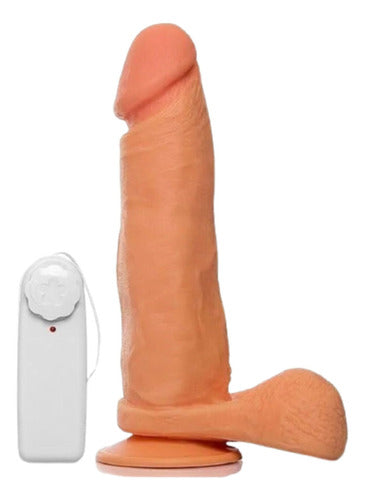 Kit Prótese de Borracha com Vibrador 17cm E Anel Companheiro