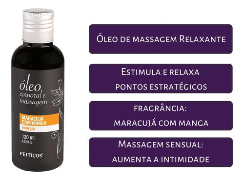 Óleo para Massagem Corporal Tântrica Maracujá com Manga 120ml