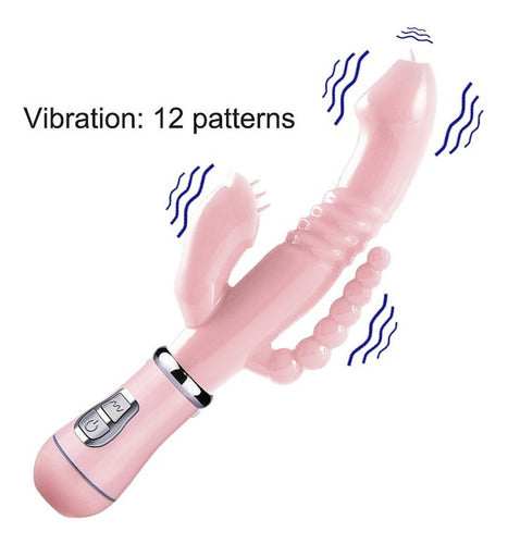 Vibrador Ponto G Anal Vaginal e Clitóris 12 Modos 22x3cm