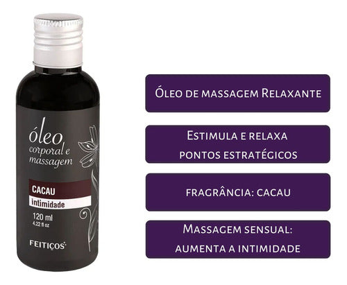 Óleo para Massagem Corporal Tântrica Cacau 120ml