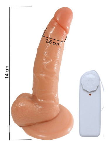 Prótese Curvada com Vibrador E Ventosa 14X3cm